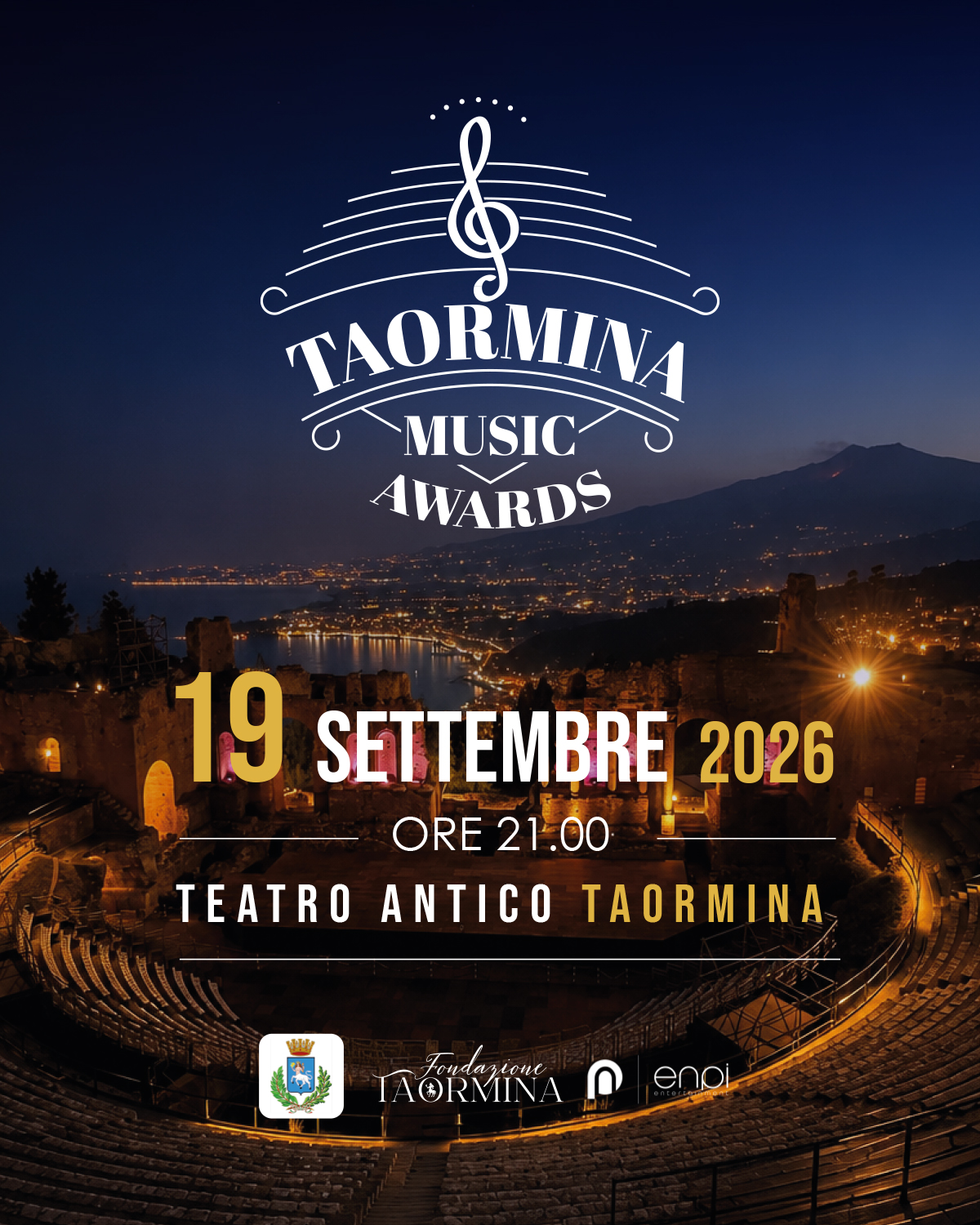 Inizia il conto alla rovescia per i TAORMINA MUSIC AWARDS, in programma il 19 settembre al Teatro Antico di Taormina (Messina). La città si illumina con i versi di Vasco Rossi!